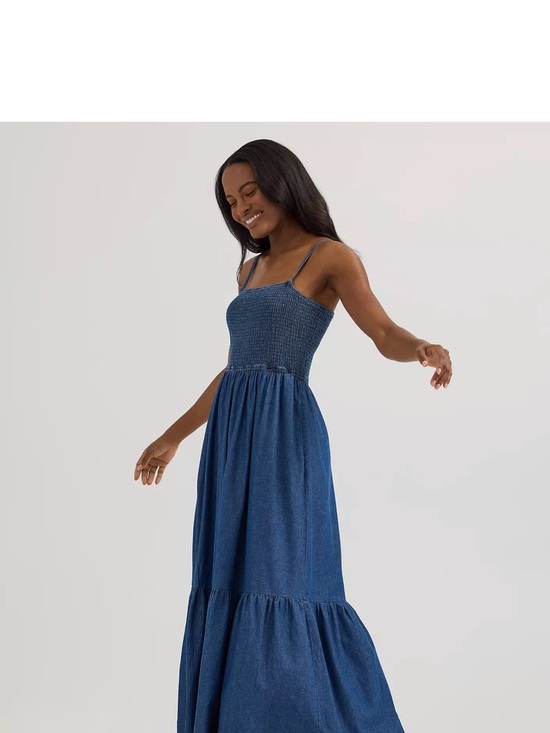 Wrangler Dresses & Skirts - Wrangler Denim Blue Smocked Maxi Dress with Spaghetti Straps